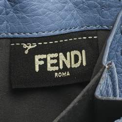 Pre Owned Fendi Blue Sellier Leather Peekaboo Compact Wallet