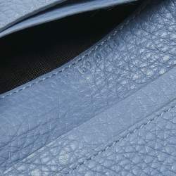 Pre Owned Fendi Blue Sellier Leather Peekaboo Compact Wallet