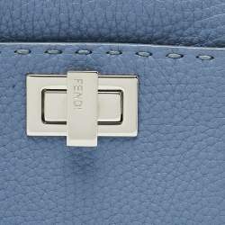 Pre Owned Fendi Blue Sellier Leather Peekaboo Compact Wallet