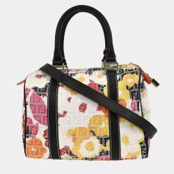 Pre Owned Fendi Black Canvas Zucchino Floral Forever Handbag