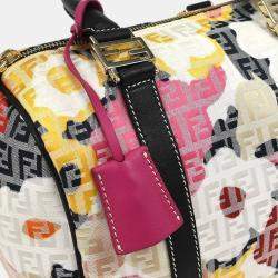 Pre Owned Fendi Black Canvas Zucchino Floral Forever Handbag