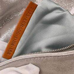 Pre Owned Fendi Metallic Silver Leather Baguette Handbag