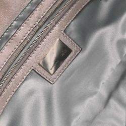 Pre Owned Fendi Metallic Silver Leather Baguette Handbag