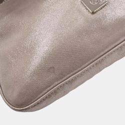 Pre Owned Fendi Metallic Silver Leather Baguette Handbag