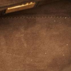 Pre Owned Fendi Olive Green/Black Python Mini Peekaboo Top Handle Bag