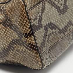 Pre Owned Fendi Olive Green/Black Python Mini Peekaboo Top Handle Bag