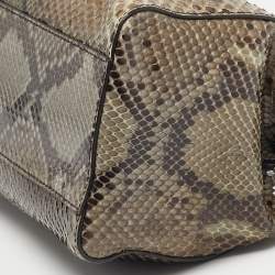 Pre Owned Fendi Olive Green/Black Python Mini Peekaboo Top Handle Bag