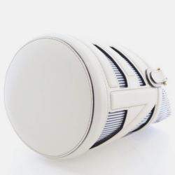 Pre Owned Fendi Step Out Blue/White Leather Bucket Bag