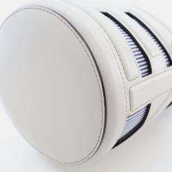 Pre Owned Fendi Step Out Blue/White Leather Bucket Bag