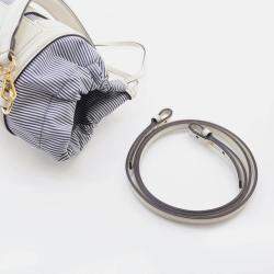 Pre Owned Fendi Step Out Blue/White Leather Bucket Bag