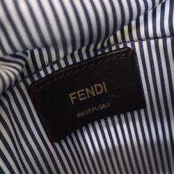 Pre Owned Fendi Step Out Blue/White Leather Bucket Bag