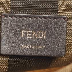 مملوكة مسبقًا حقيبة دلو صغيرة فاندي قماش ثلاثي الألوان ورافيا مون تريزور مع حبل ربط