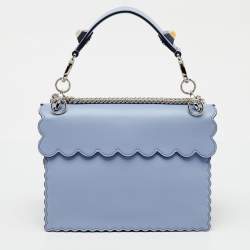 Pre Owned Fendi Light Purple Scalloped Leather Medium Kan I Shoulder Bag