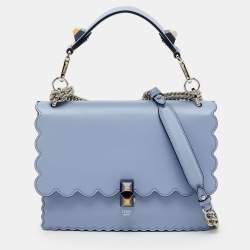 Pre Owned Fendi Light Purple Scalloped Leather Medium Kan I Shoulder Bag