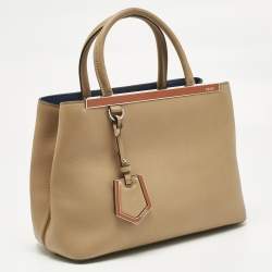 Pre Owned Fendi Beige Leather Small 2Jours Tote