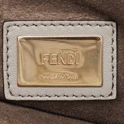 Pre Owned Fendi Grey Leather Large Peekaboo Top Handle Bag