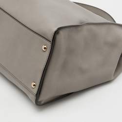 Pre Owned Fendi Grey Leather Large Peekaboo Top Handle Bag