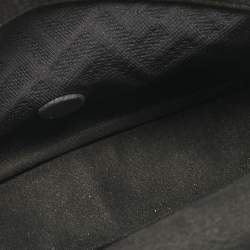 Pre Owned Fendi Black Zucca Embossed Fabric Mini Baguette Chain Crossbody Bag