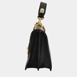 Pre Owned Fendi Black Leather Bugs Kan I Top Handle Bag