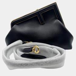 Pre Owned Fendi Black Leather Small First Clutch Bag