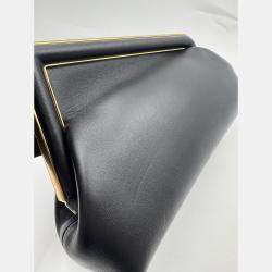 Pre Owned Fendi Black Leather Small First Clutch Bag
