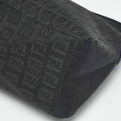 Pre Owned Fendi Black Zucchino Canvas Pochette Bag