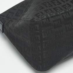 Pre Owned Fendi Black Zucchino Canvas Pochette Bag