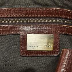 Pre Owned Fendi Dark Brown FF Calf Hair and Leather Medium Du Jour Satchel