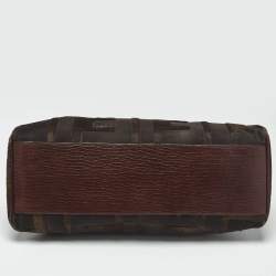 Pre Owned Fendi Dark Brown FF Calf Hair and Leather Medium Du Jour Satchel