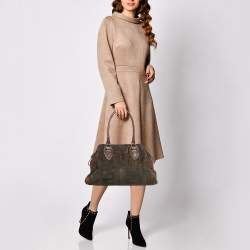 Pre Owned Fendi Dark Brown FF Calf Hair and Leather Medium Du Jour Satchel