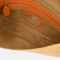 Pre Owned Fendi Beige Raffia Baguette Handbag