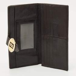 Pre Owned Fendi Tobacco Zucca Canvas and Leather Forever Continental Wallet