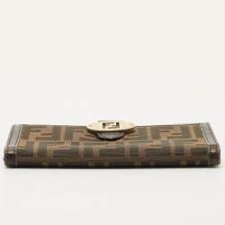 Pre Owned Fendi Tobacco Zucca Canvas and Leather Forever Continental Wallet