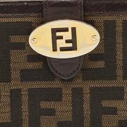 Pre Owned Fendi Tobacco Zucca Canvas and Leather Forever Continental Wallet