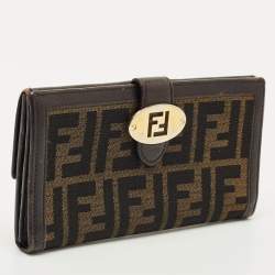Pre Owned Fendi Tobacco Zucca Canvas and Leather Forever Continental Wallet