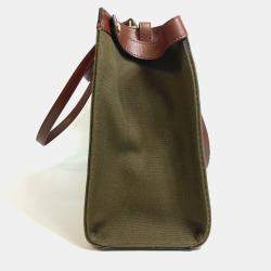 Pre Owned Fendi Peekaboo X Green Cotton Tote Bag