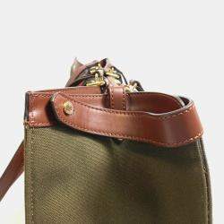 Pre Owned Fendi Peekaboo X Green Cotton Tote Bag