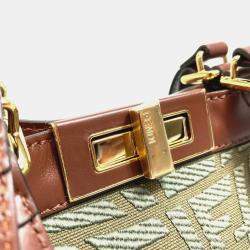 Pre Owned Fendi Peekaboo X Green Cotton Tote Bag
