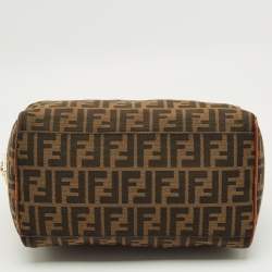 مملوكة مسبقًا حقيبة فندي بوستون فوريفر قماش زوكا تبغ وجلد منقوش كروك