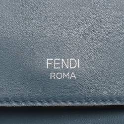 Pre Owned Fendi Light Blue Quilted Leather Micro Double Baguette Bag