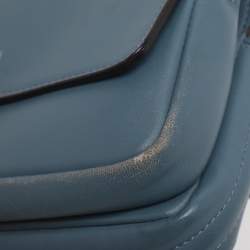 Pre Owned Fendi Light Blue Quilted Leather Micro Double Baguette Bag