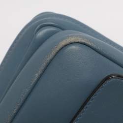 Pre Owned Fendi Light Blue Quilted Leather Micro Double Baguette Bag