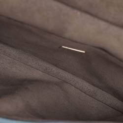 Pre Owned Fendi Light Blue Quilted Leather Micro Double Baguette Bag