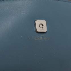 Pre Owned Fendi Light Blue Quilted Leather Micro Double Baguette Bag