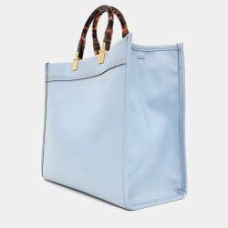 Pre Owned Fendi Blue Leather Sunshine Tote and Shoulder Bag