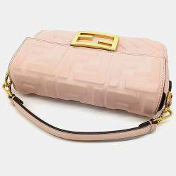 Pre Owned Fendi Pink Leather Baguette Mini