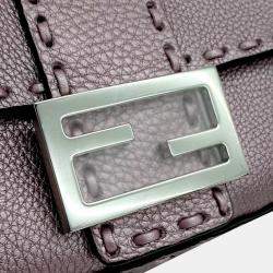 Pre Owned Fendi Purple Leather Selleria Baguette Mini