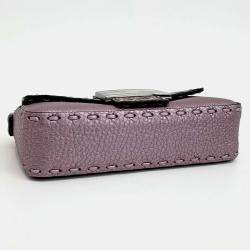 Pre Owned Fendi Purple Leather Selleria Baguette Mini