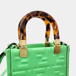 Pre Owned Fendi Green Leather Sunshine Mini Crossbody Bag