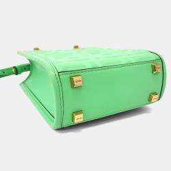 Pre Owned Fendi Green Leather Sunshine Mini Crossbody Bag